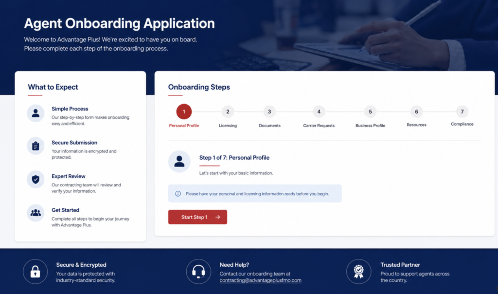 Agent Onboarding - Advantage Plus Insurance Portal